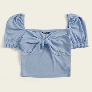 Ribbed puff sleeve crop top